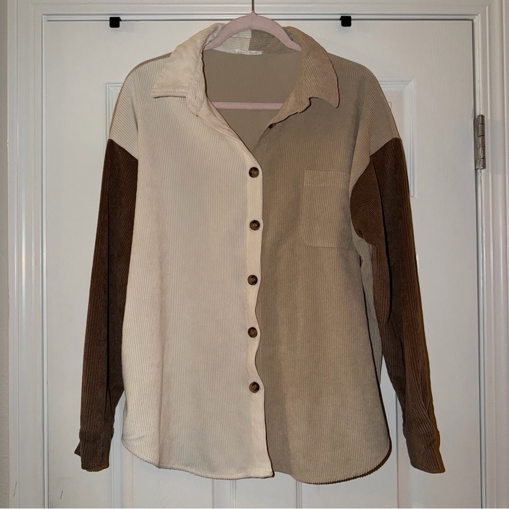 💕SALE💕Blu Pepper Colorblock Corduroy Shacket
